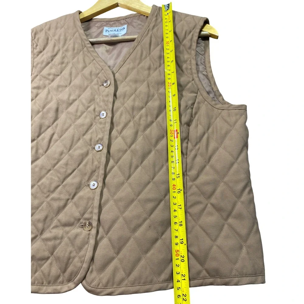 Pendleton Womens Quilted Vest Brown Button Front Diamond Quilt Size L Western